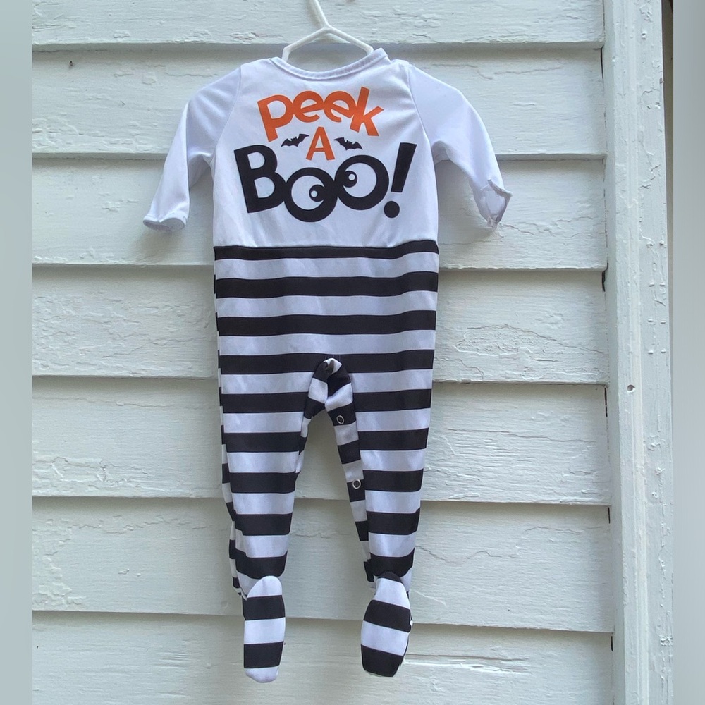 🏷️ Peek A Boo Striped Kids One Piece Halloween Baby Onesie